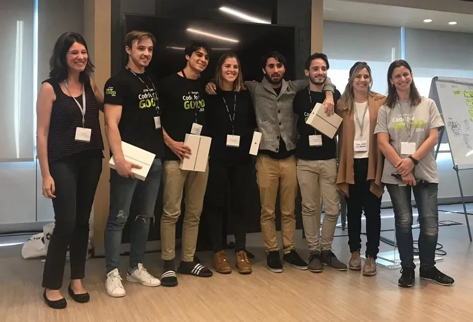 Winners of JP Morgan's "Code for Good" hackathon in 2019.
