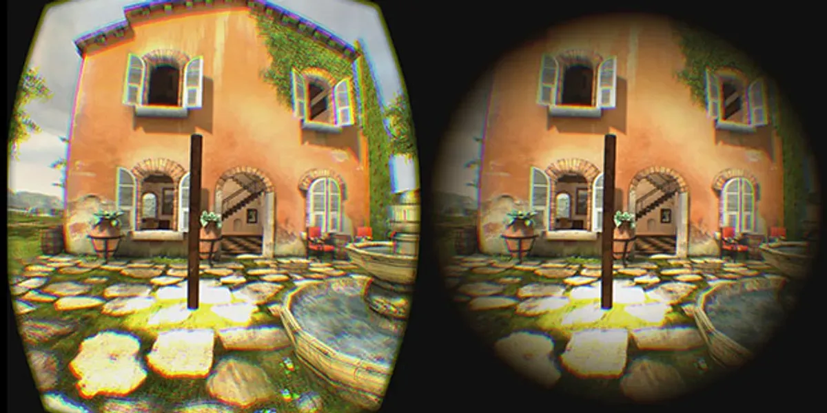 Example of the Dynamic FOV pattern, the FOV is limited once moving (right).